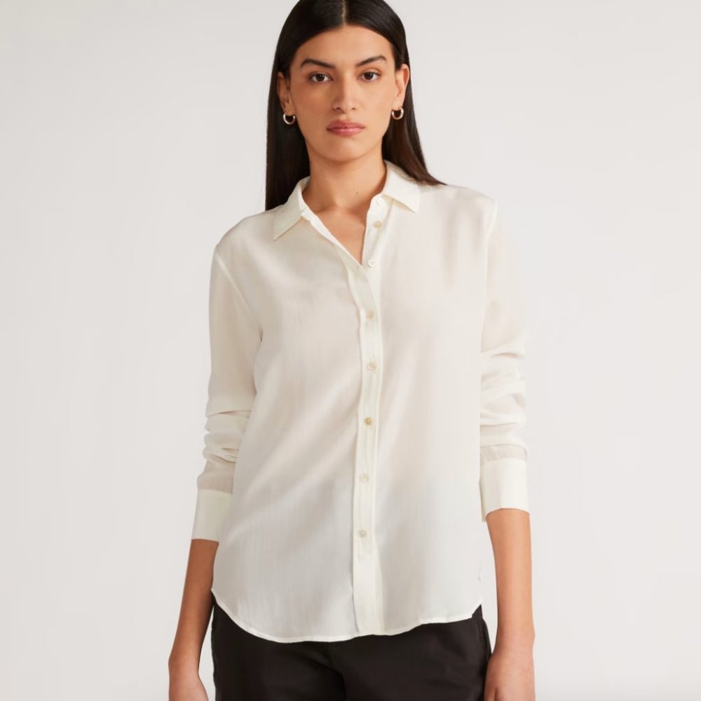 Everlane The Clean Silk Relaxed Shirt, White
